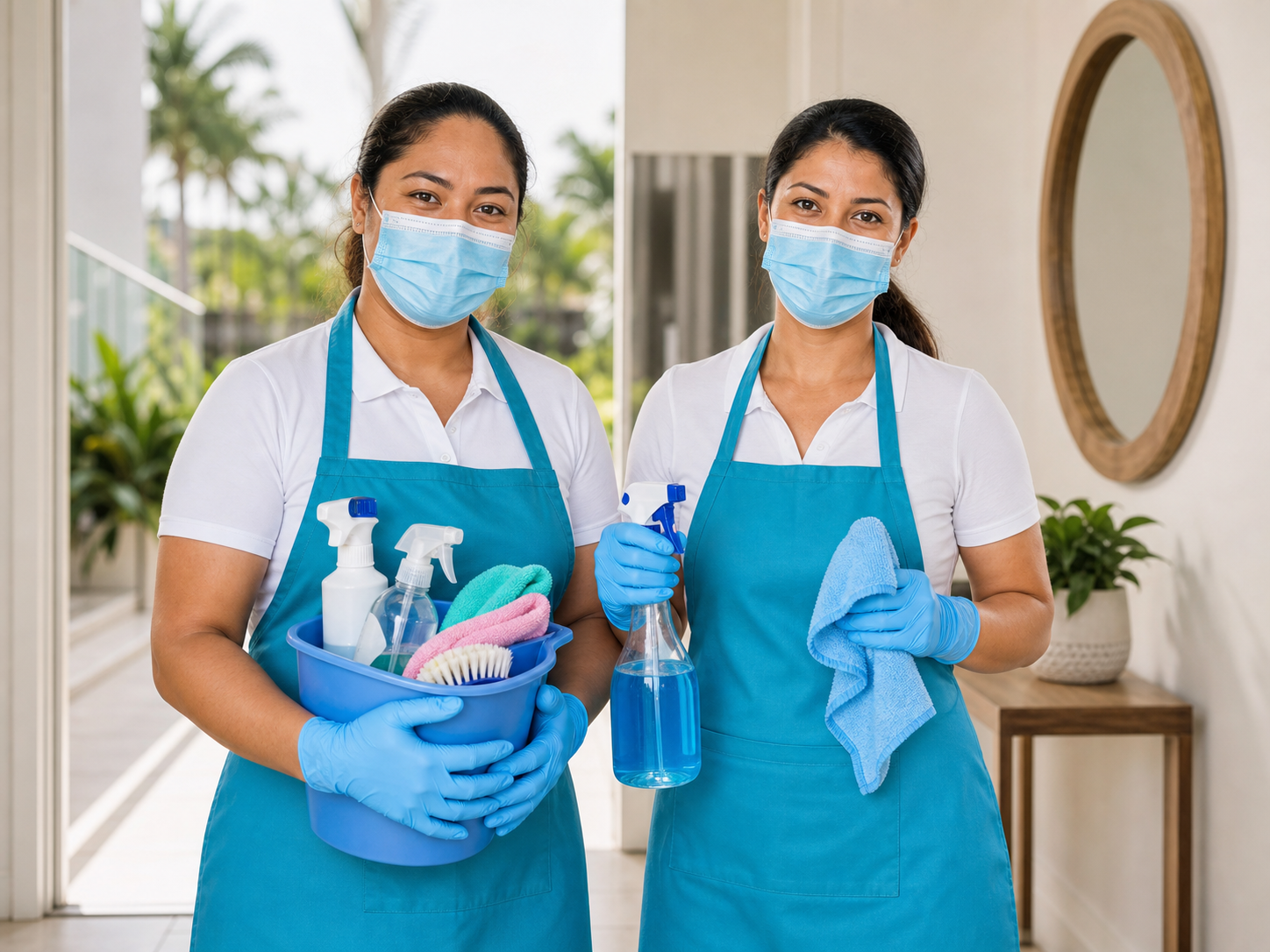 Professional cleaner cleaning a home